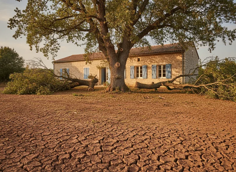 Réduction de couronne d'un grand chêne proche d'une maison à Balma